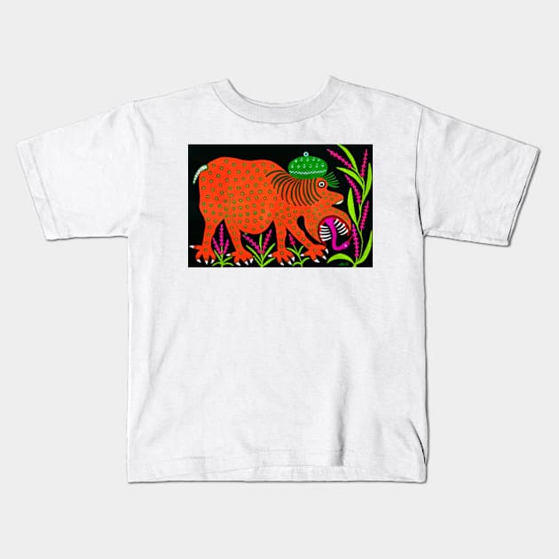 Maria Prymachenko The Beast in the Hat Antiwar Poster Ukrainian Folk Naïve Art Kids T-Shirt by ZiggyPrint